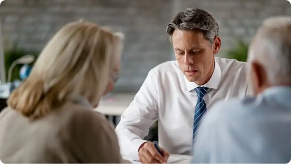 An advisor reviewing estate-planning documents with a couple